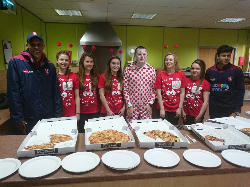 Jimmy Adams joins volunteers for Red Nose Day fun